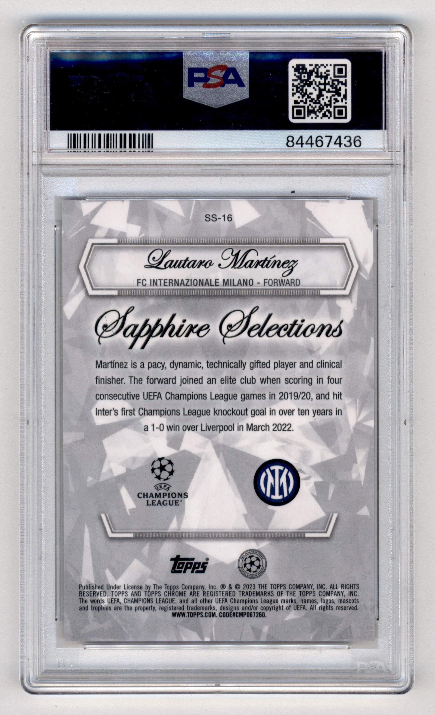 Best Deal - Topps Lautaro Martinez Gold Sapphire Selections Refractor /50 Sapphire UCC 2022-23 PSA10