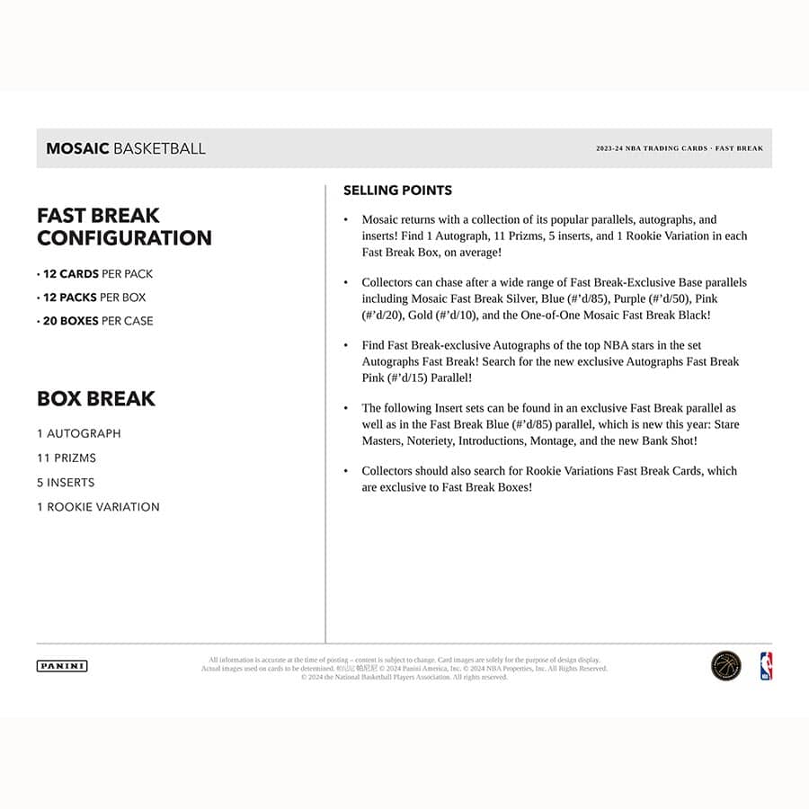 Best Deal - 23-24 Panini Mosaic Fast Break Basketball Hobby Box