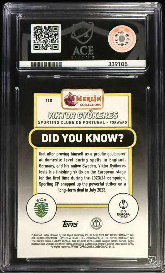 Best Deal - Topps Viktor Gyokeres Purple Wave Refractor /15 Merlin UEFA Club Competitions ACE GRADING 10