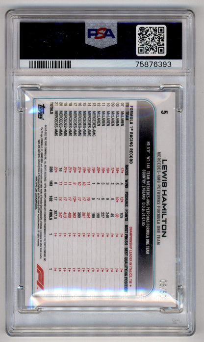 Best Deal - Topps Lewis Hamilton Gold Checker Flag Refractor /50 Chrome F1 2022 #5 PSA9