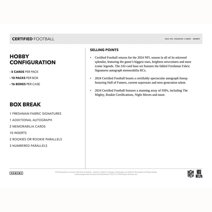 Best Deal - 2024 Panini Certified Football Hobby Box