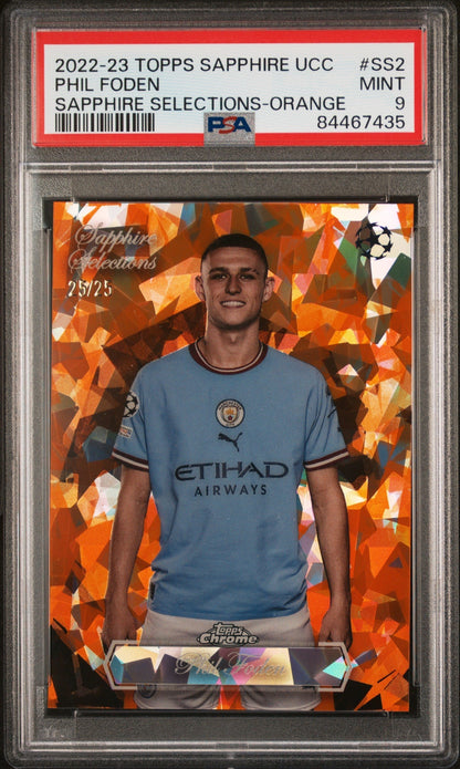 Best Deal - Topps Phil Foden Orange Sapphire Selections /25 Sapphire UCC 2022-23 PSA9