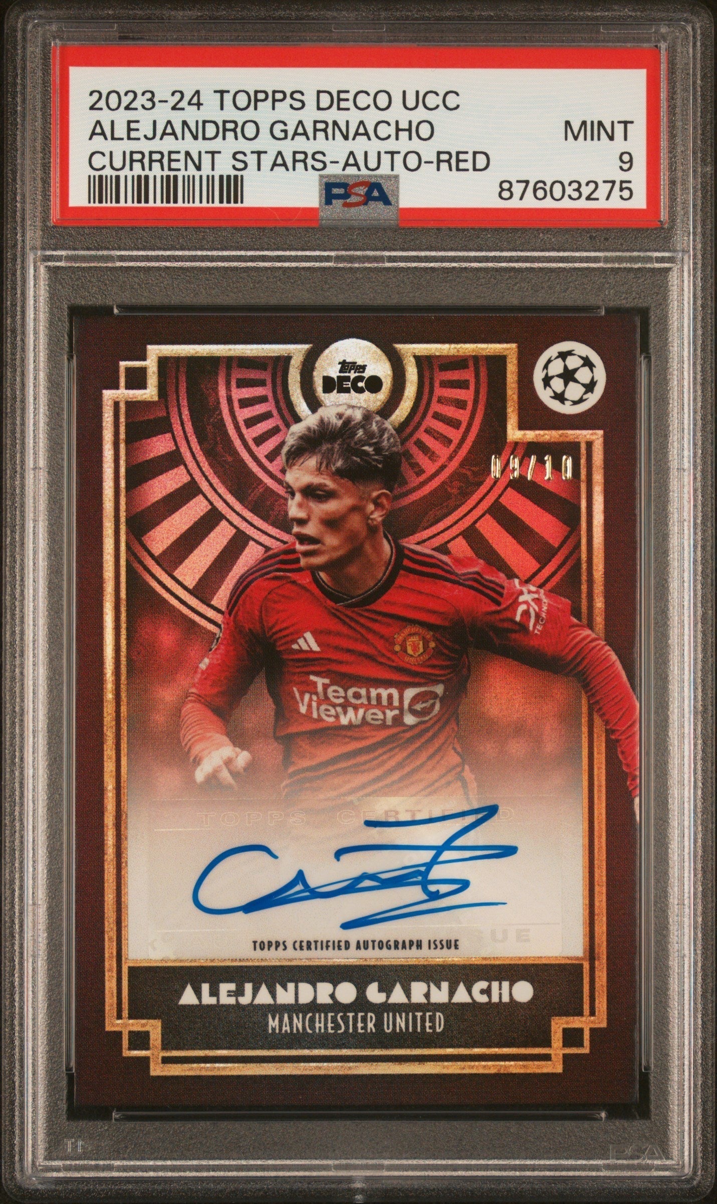 Best Deal - Topps Alejandro Garnacho Red Current Stars Autograph Card /10 Deco UCC 2023-24 PSA9
