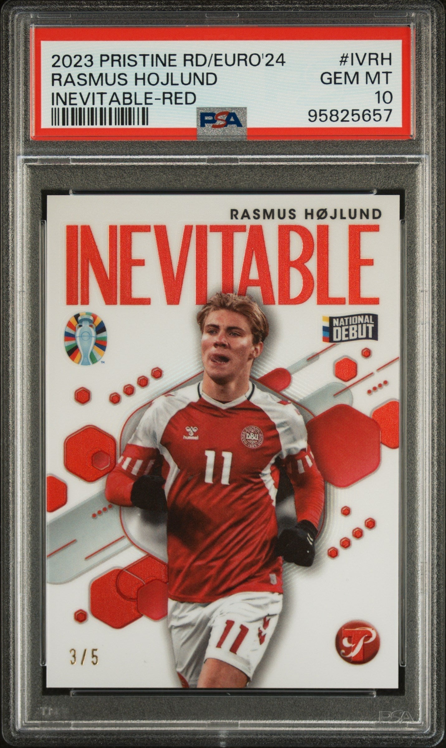 Best Deal - Topps Rasmus Hojlund Red Inevitable Card /5 Pristine Road To Euros 2024 PSA10